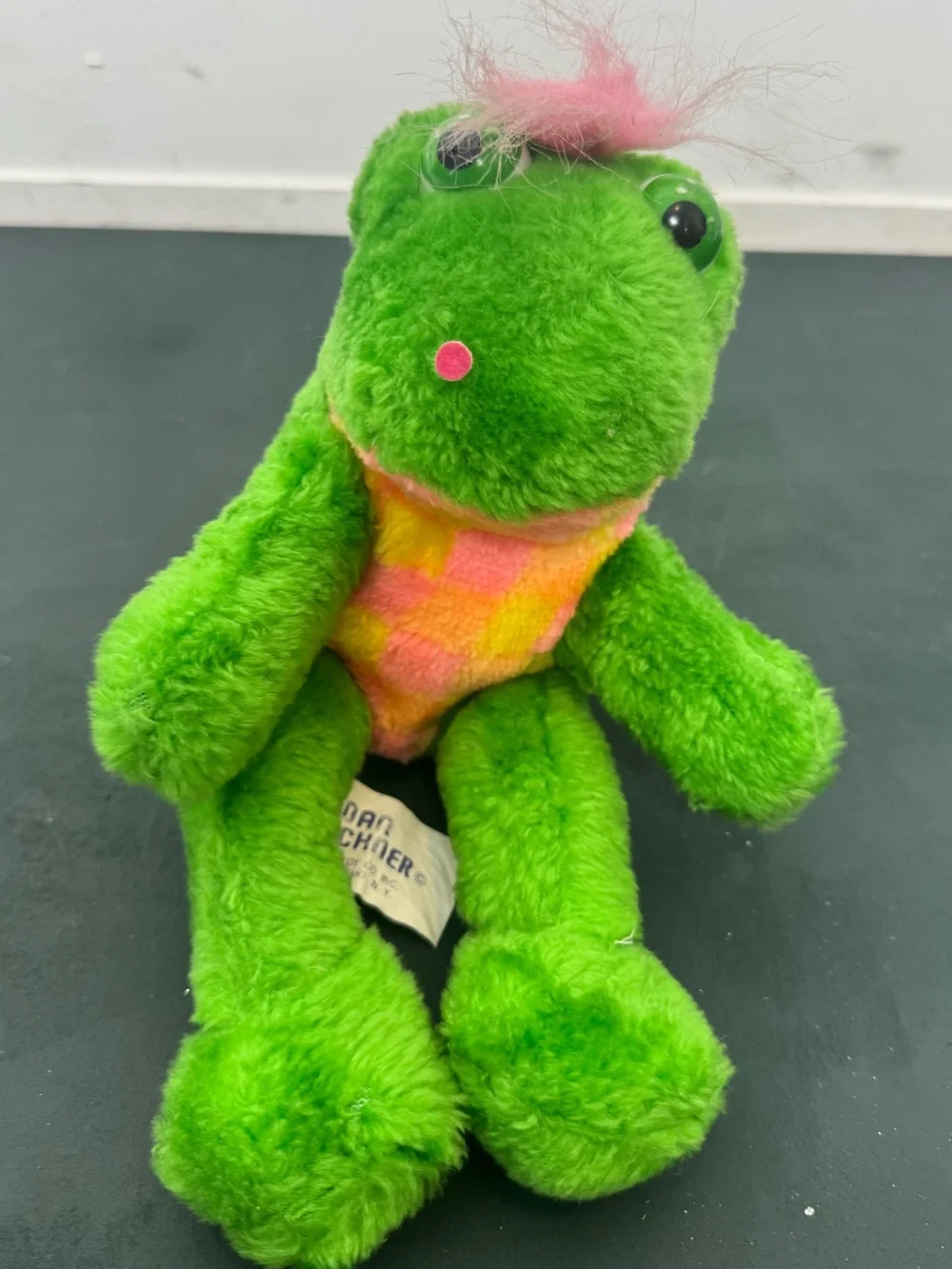VINTAGE Dan Brechner Stuffed Animal Plush Green Dinosaur 7
